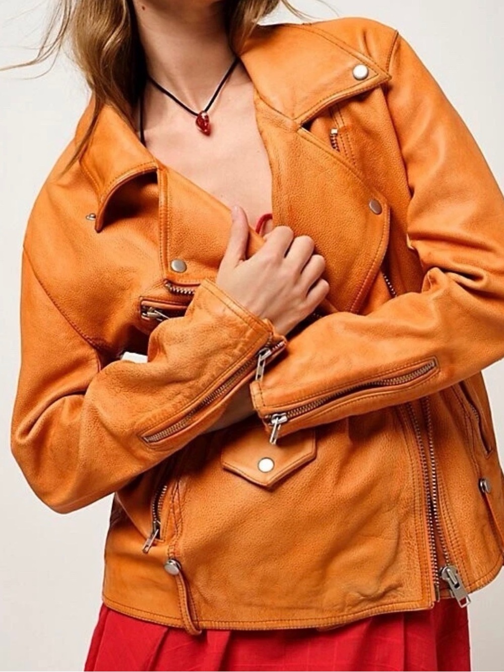 Free People M 100% Leather Jaxket